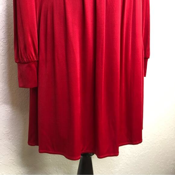 BCBGMaxazria red scoop neck long sleeve empire waist dress size Small NWT - Picture 3 of 13